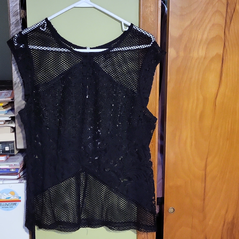 Lacey black sheer top size large